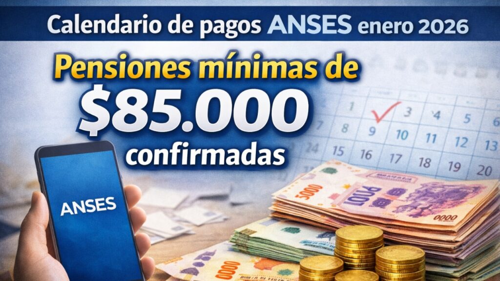 Calendario de pagos ANSES enero 2026: pensiones mínimas de $85,000 confirmadas