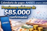 Calendario de pagos ANSES enero 2026: pensiones mínimas de $85,000 confirmadas
